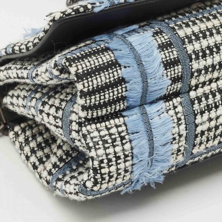 Pre Owned Versace Blue Tweed Palazzo Sultan Shoulder Bag
