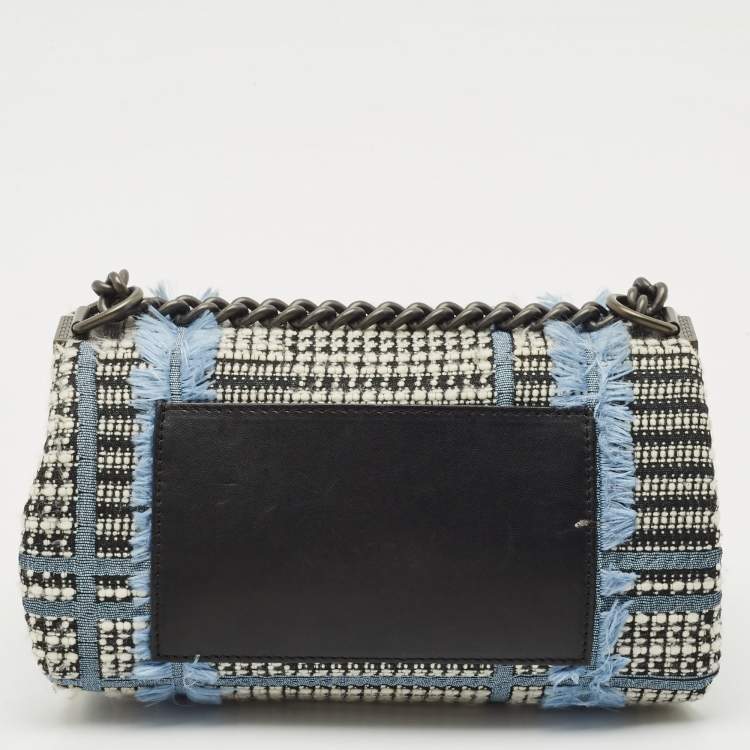 Pre Owned Versace Blue Tweed Palazzo Sultan Shoulder Bag