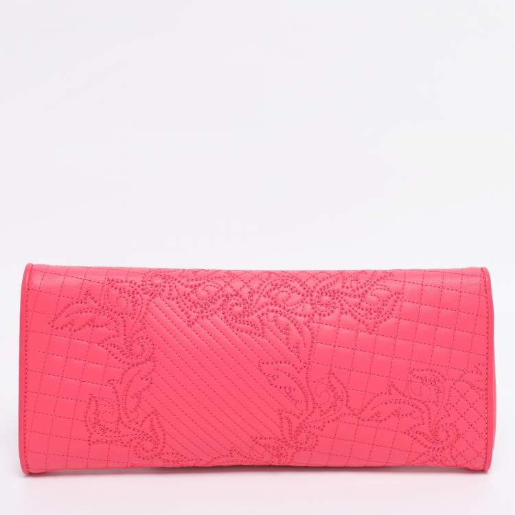 Pre Owned Versace Pink Leather Vanitas Chain Clutch