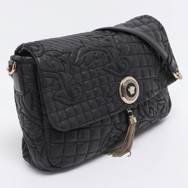 Pre Owned Versace Black Quilted Leather Calliope Vanitas Shoulder Bag