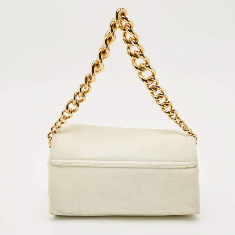 Pre Owned Versace White Leather Medusa Sultan Shoulder Bag