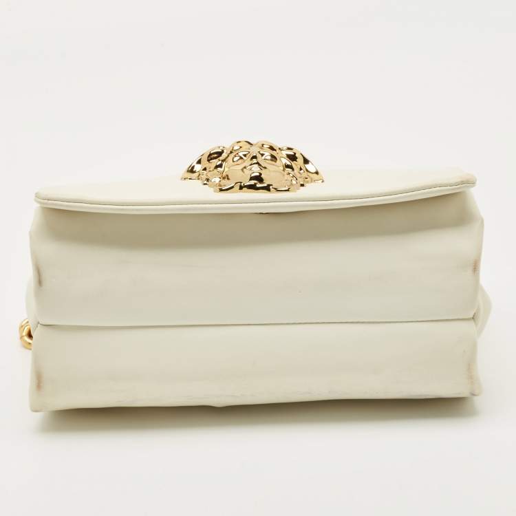 Pre Owned Versace White Leather Medusa Sultan Shoulder Bag