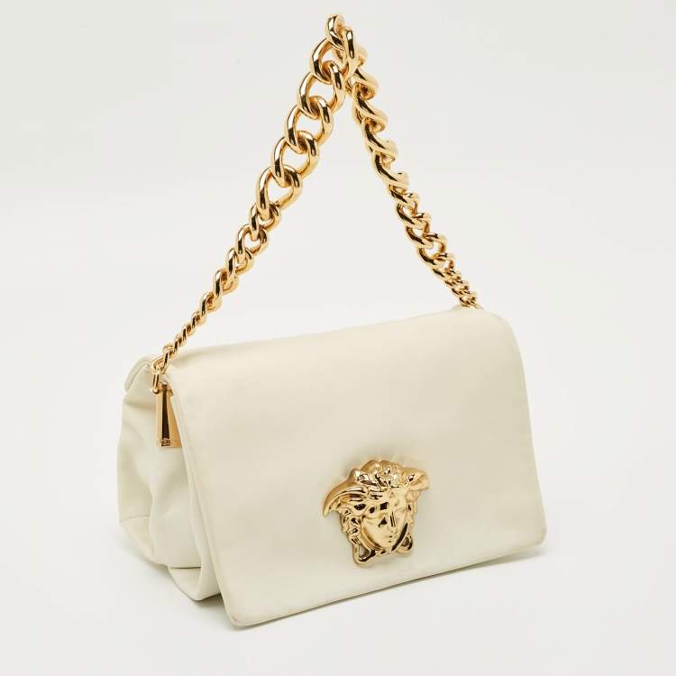 Pre Owned Versace White Leather Medusa Sultan Shoulder Bag