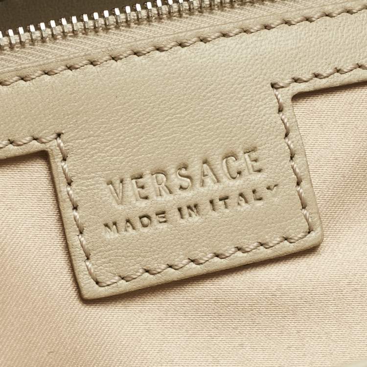 Pre Owned Versace Beige/Cream Coated Canvas and Leather Barocco Tote