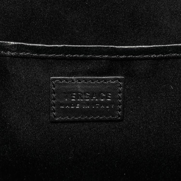 Pre Owned Versace Black Leather and Python Medusa Medallion Tote