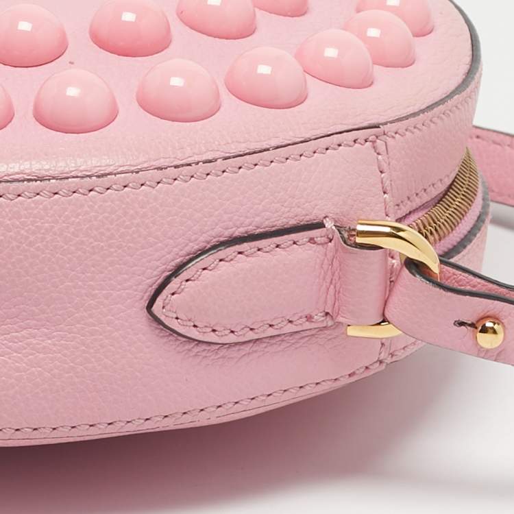 Pre Owned Versace Pink Leather La Medusa Round Crossbody Bag