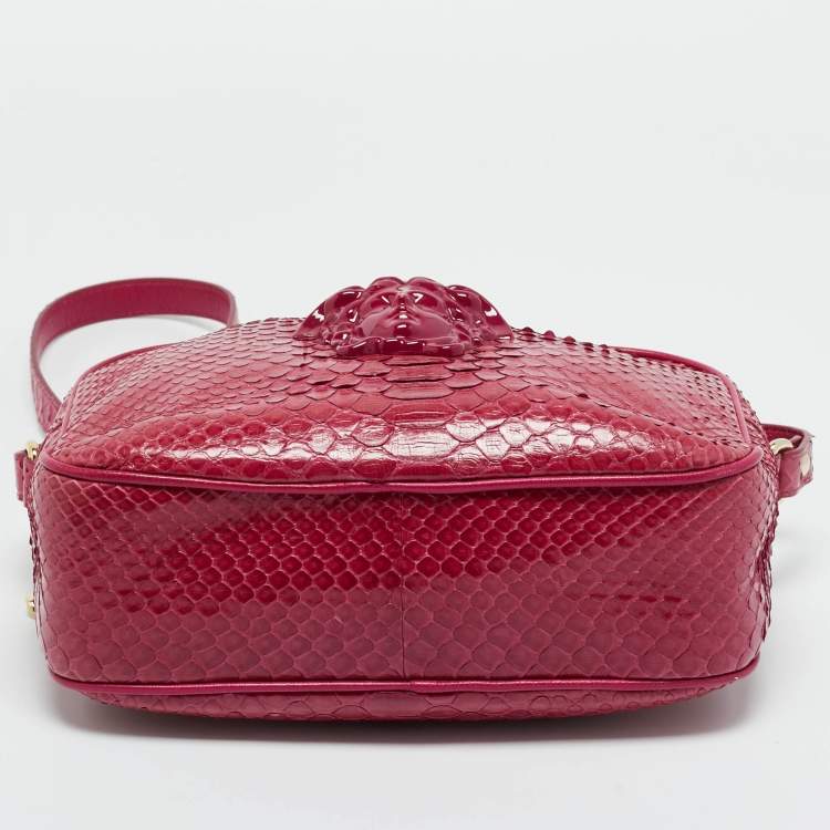 Pre Owned Versace Pink Python Palazzo Medusa Camera Crossbody Bag