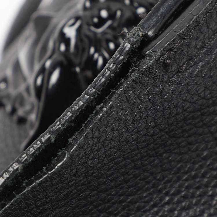 Pre Owned Versace Black Leather Palazzo Shopper Tote