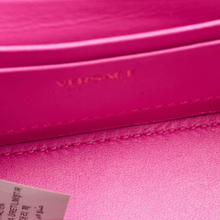 Pre Owned Versace Fuchsia Satin Mini Crystal La Medusa Top Handle Bag