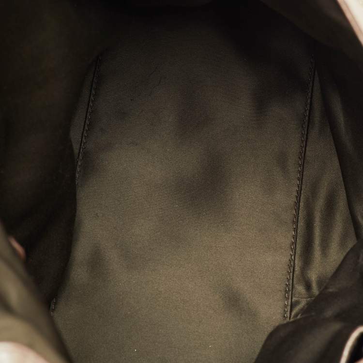 Pre Owned Versace Metallic Beige/Gold Leather Chain Link Flap Hobo