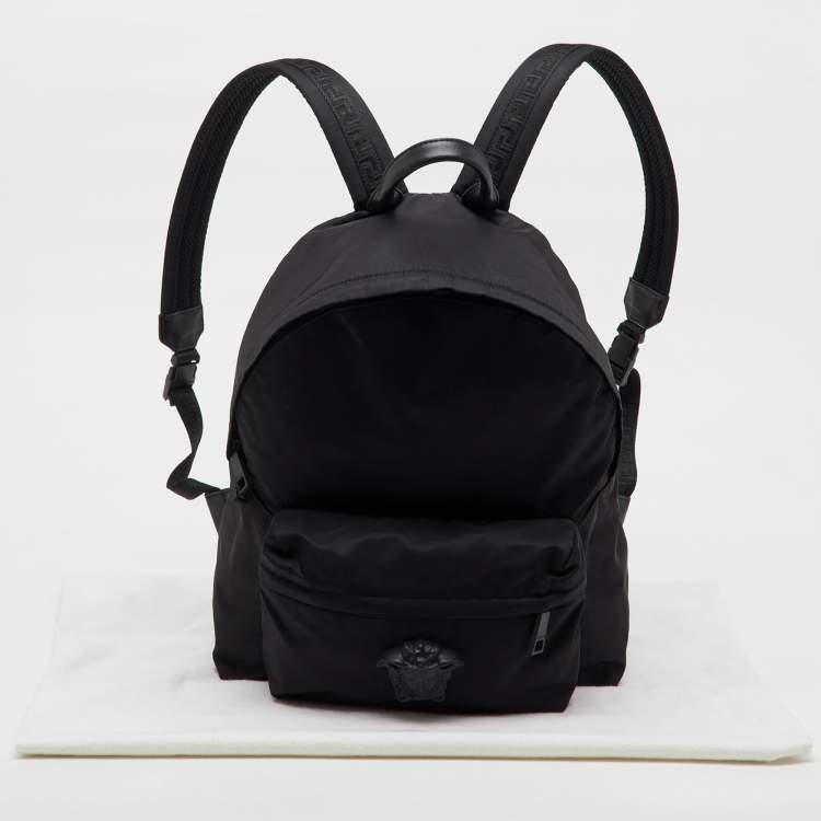 Pre Owned Versace Black Nylon La Medusa Backpack