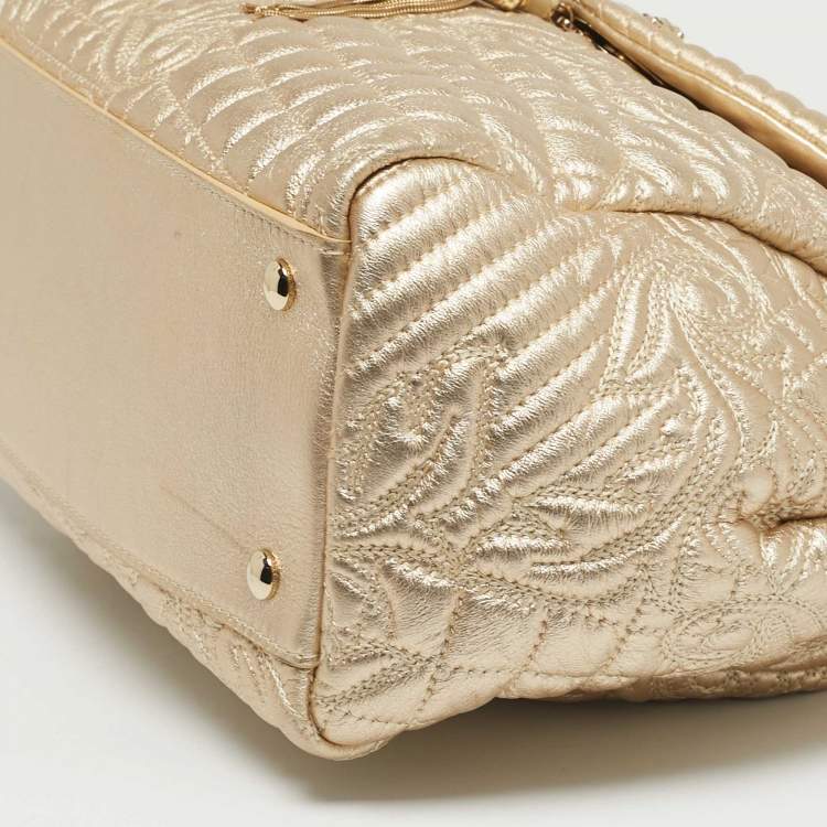 Pre Owned Versace Gold Quilted Leather Talia Vanitas Shoulder Bag