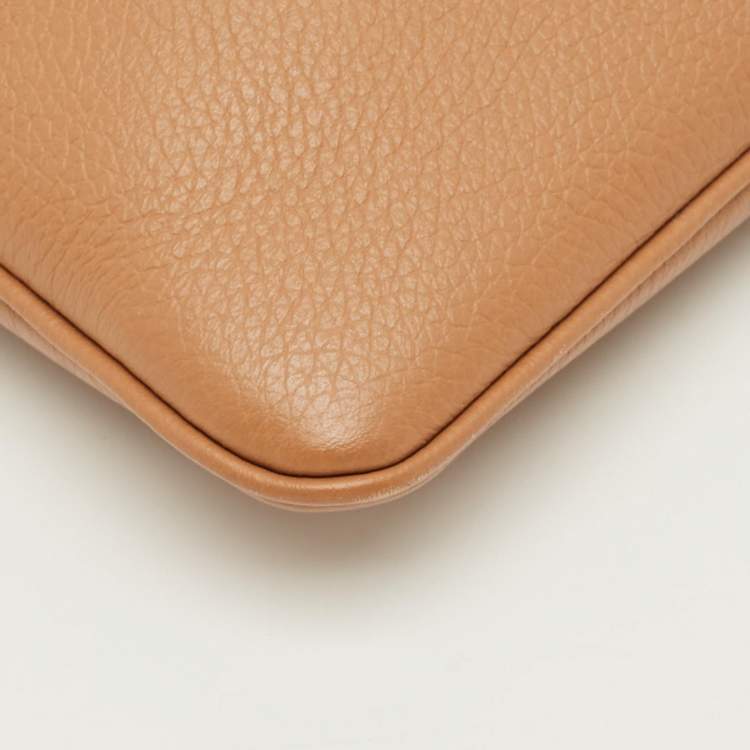 Pre Owned Versace Brown Leather Medusa Wristlet Pouch