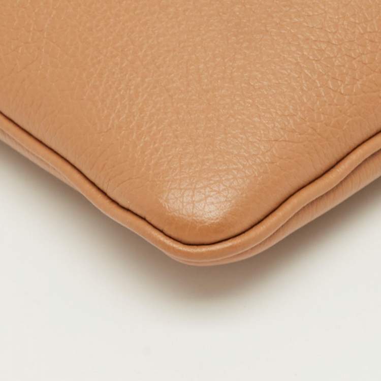 Pre Owned Versace Brown Leather Medusa Wristlet Pouch