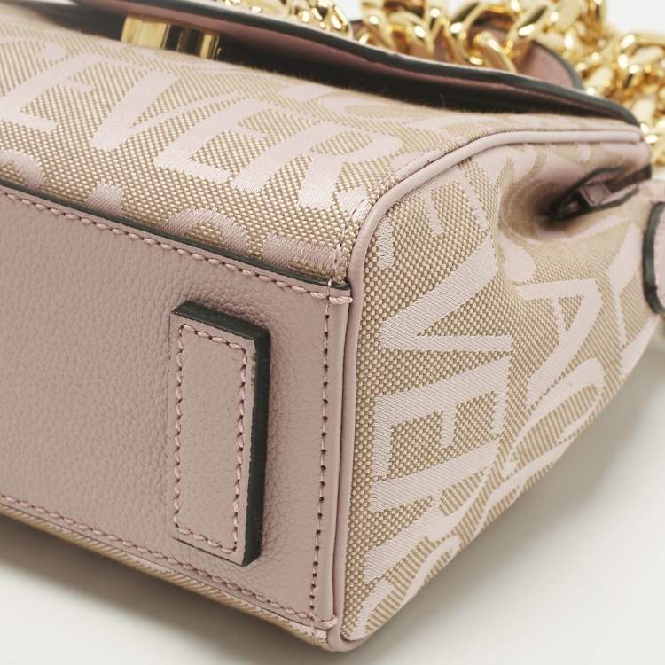 Pre Owned Versace Lilac Jacquard Canvas and Leather Small La Medusa Top Handle Bag