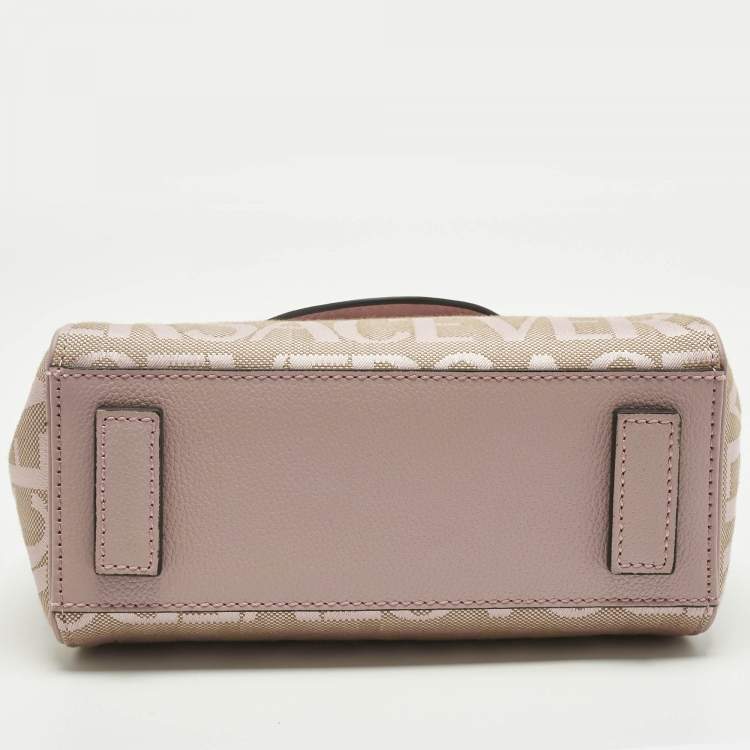 Pre Owned Versace Lilac Jacquard Canvas and Leather Small La Medusa Top Handle Bag