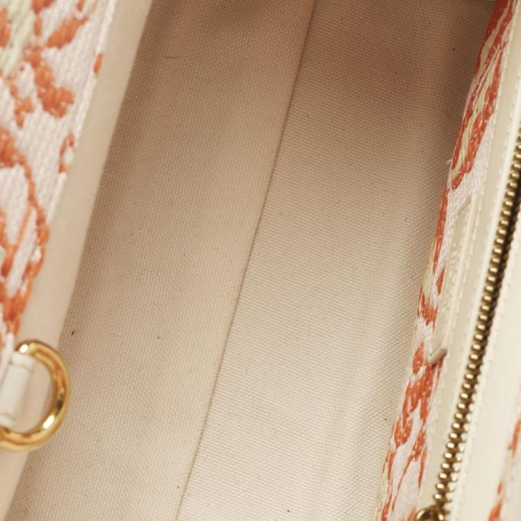 مملوكة مسبقًا Versace Orange/Pink Canvas and Raffia Small Barocco Athena Tote