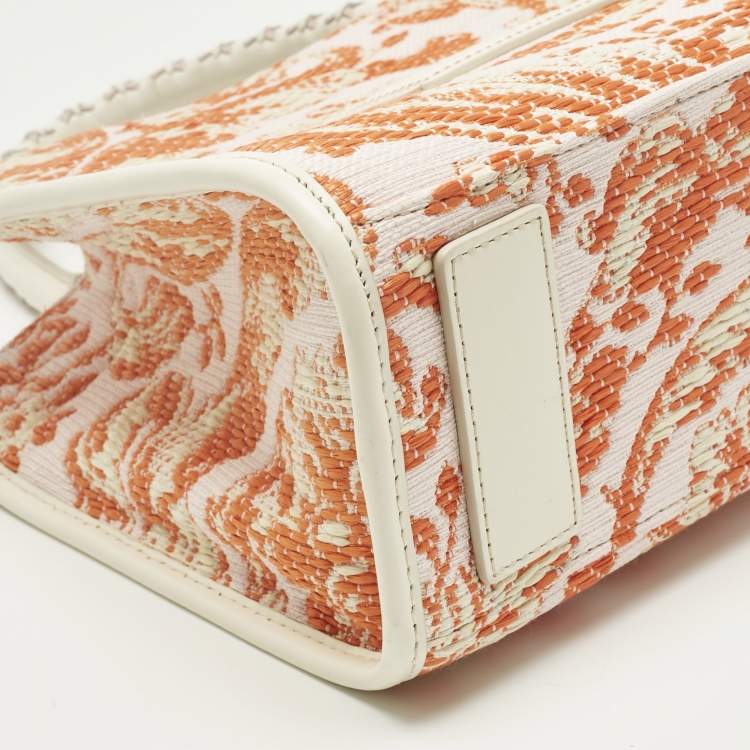 مملوكة مسبقًا Versace Orange/Pink Canvas and Raffia Small Barocco Athena Tote