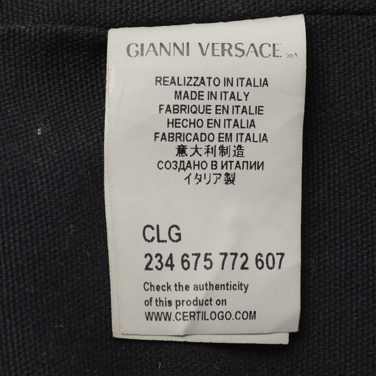 Pre Owned Versace Yellow/Black Barocco Print Coated Canvas Tote