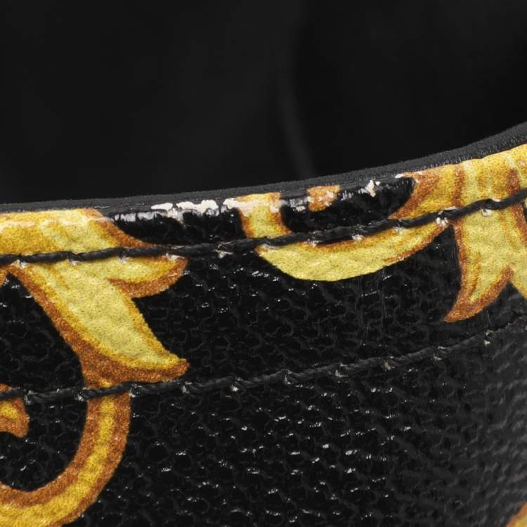 Pre Owned Versace Yellow/Black Barocco Print Coated Canvas Tote