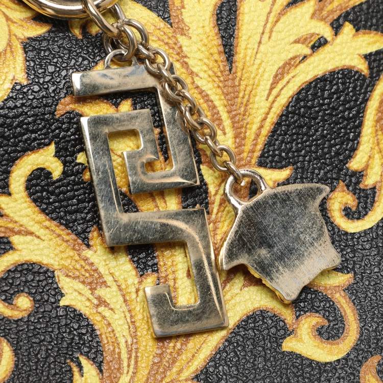 Pre Owned Versace Yellow/Black Barocco Print Coated Canvas Tote