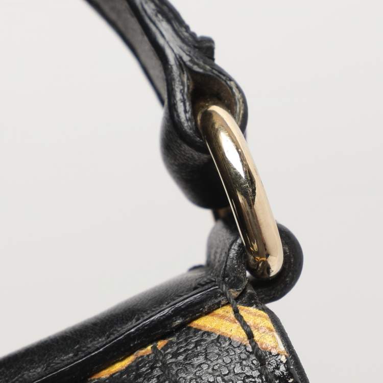 Pre Owned Versace Yellow/Black Barocco Print Coated Canvas Tote