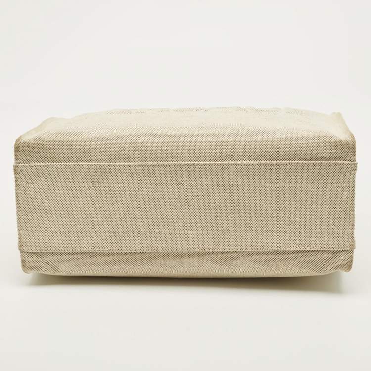 Pre Owned Versace La Medusa Beige/Black Canvas Tote