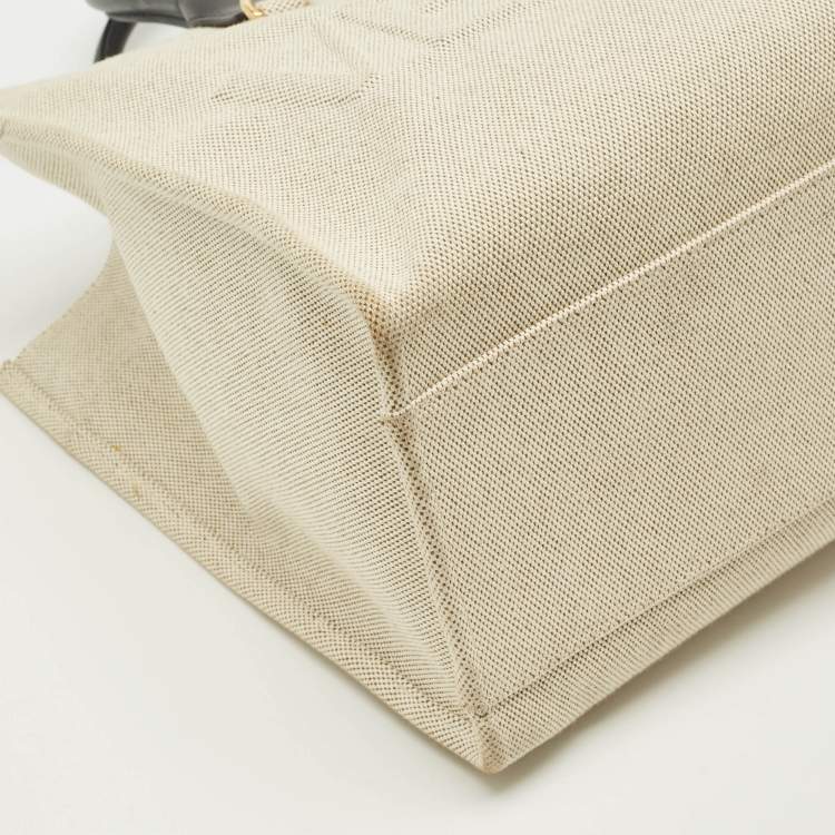 Pre Owned Versace La Medusa Beige/Black Canvas Tote