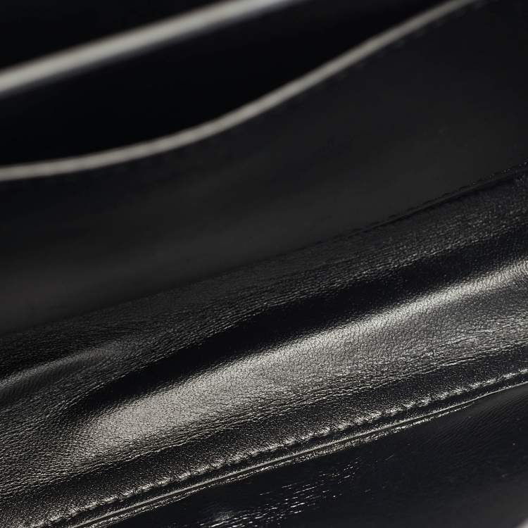 Pre Owned Versace Greca Goddess Black Leather Flap Shoulder Bag