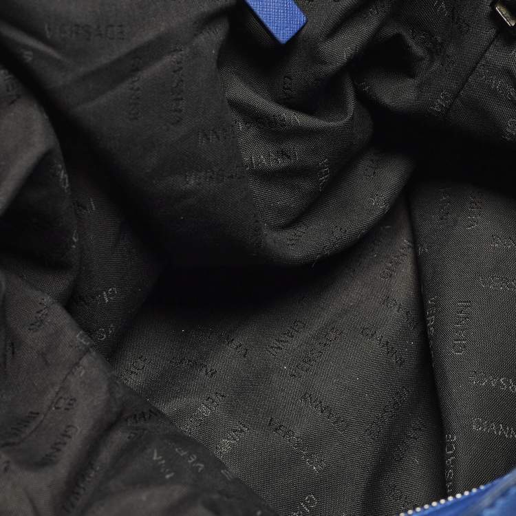 مملوكة مسبقًا Versace Blue Leather Weekender Bag