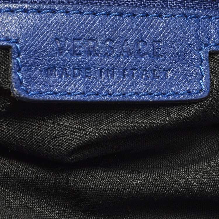 مملوكة مسبقًا Versace Blue Leather Weekender Bag