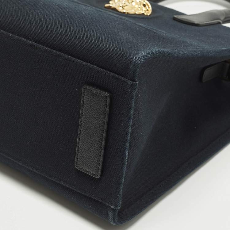 Pre Owned حقيبة يد فيرساتشي ميدوسا قماش كحلي/أسود صغيرة