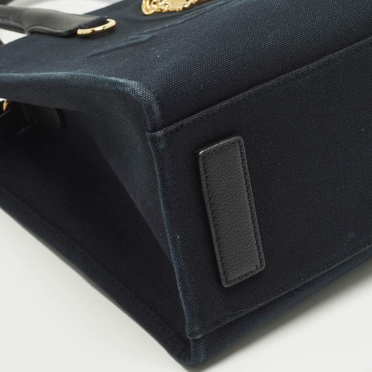 Pre Owned حقيبة يد فيرساتشي ميدوسا قماش كحلي/أسود صغيرة