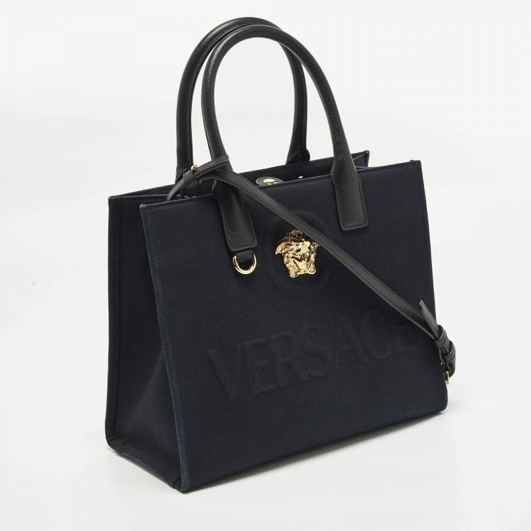 Pre Owned حقيبة يد فيرساتشي ميدوسا قماش كحلي/أسود صغيرة