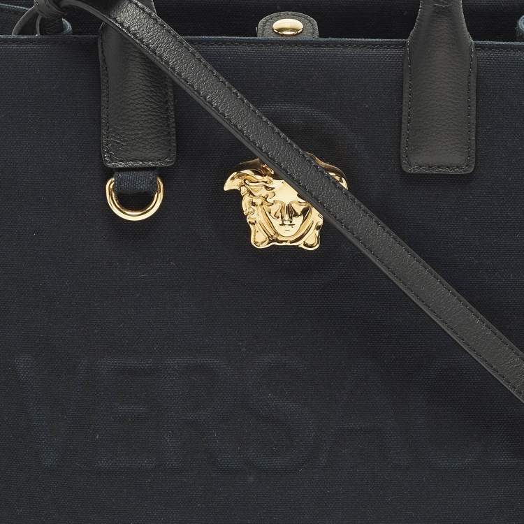 Pre Owned حقيبة يد فيرساتشي ميدوسا قماش كحلي/أسود صغيرة