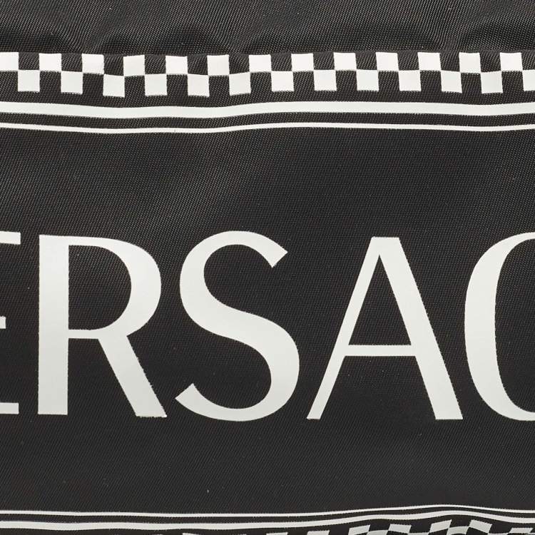 Pre Owned Versace Logo Black/White Nylon Belt Bag
