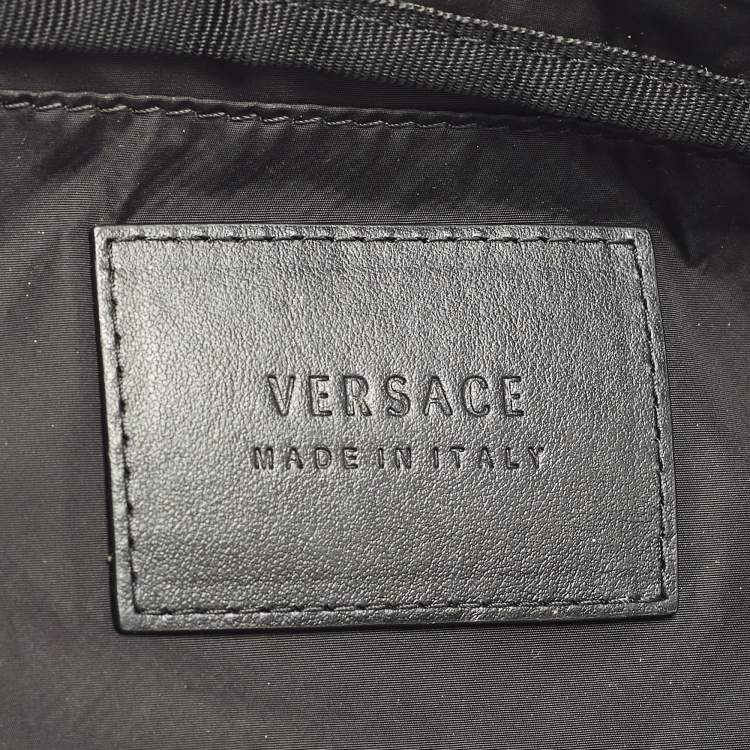 Pre Owned Versace Logo Black/White Nylon Belt Bag