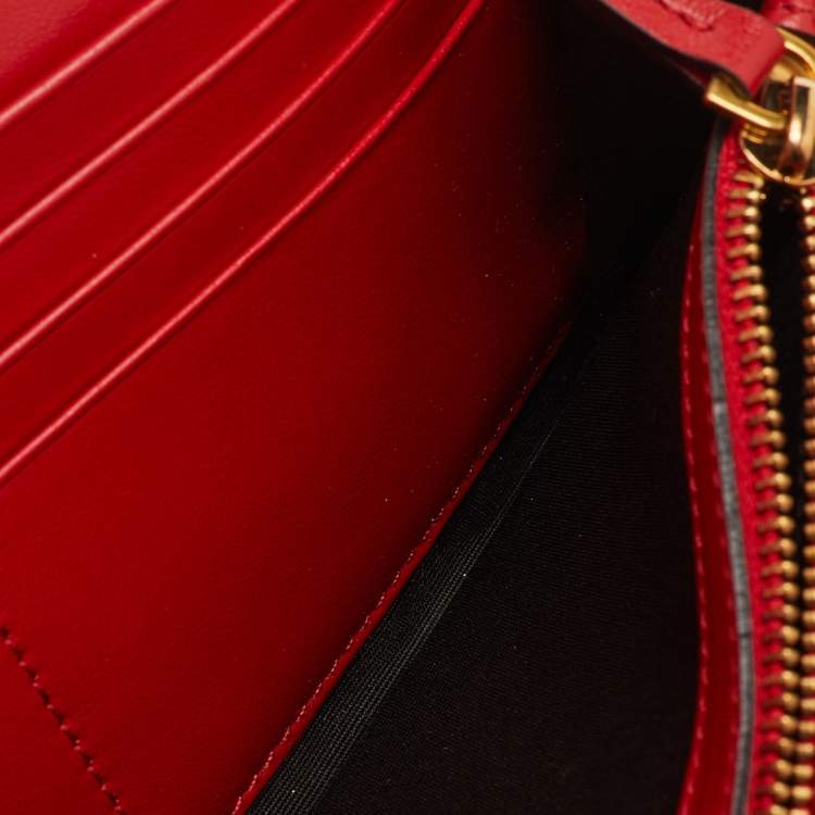 Pre Owned Versace Red/White Leather Logo Flap Continental Wallet