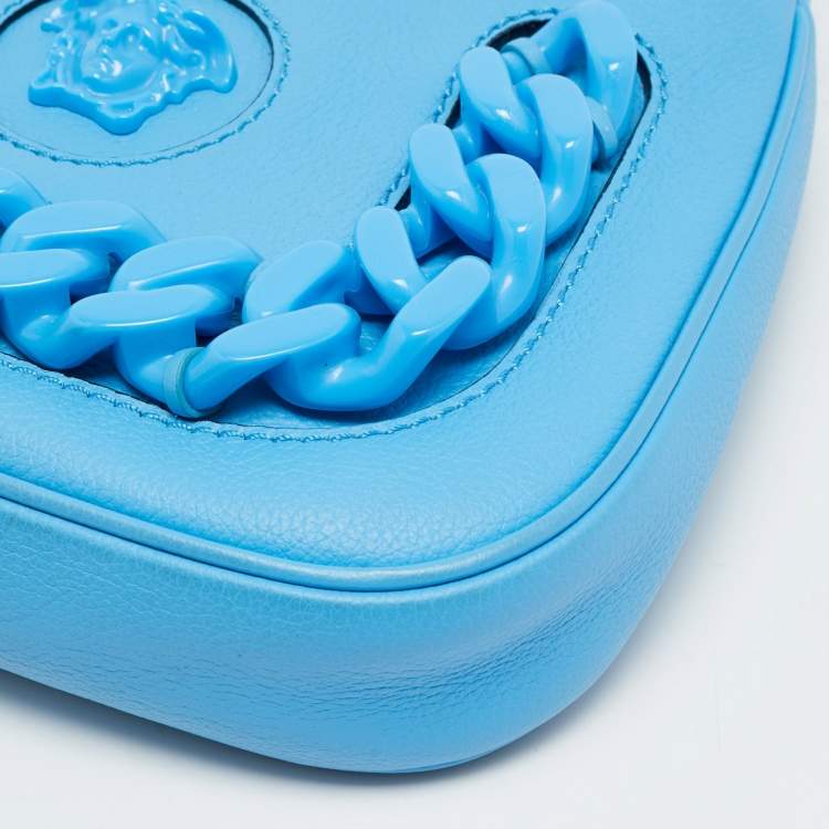 Pre Owned حقيبة كتف فيرساتشي لا ميدوسا سلسلة جلد أزرق