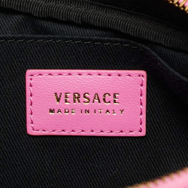 Pre Owned Versace Icon Pink Quilted Leather Medusa Belt Bag