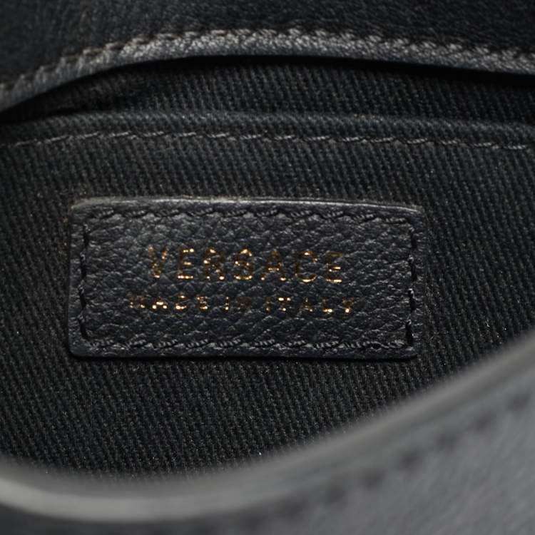 Pre Owned Versace La Medusa Mini Black Leather Hobo