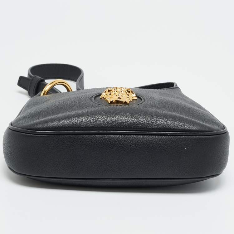 Pre Owned Versace La Medusa Mini Black Leather Hobo