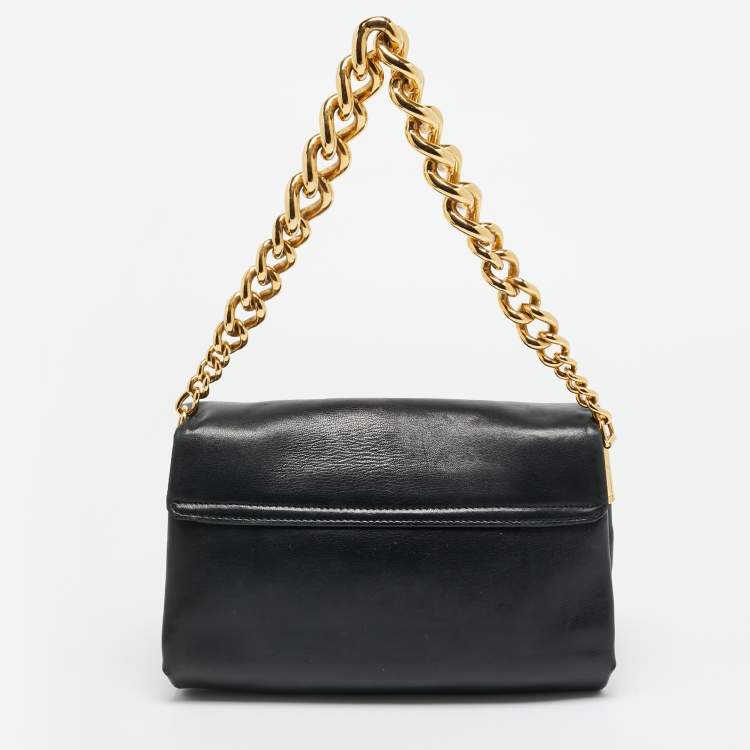 Pre Owned Versace Medusa Sultan Black Leather Shoulder Bag