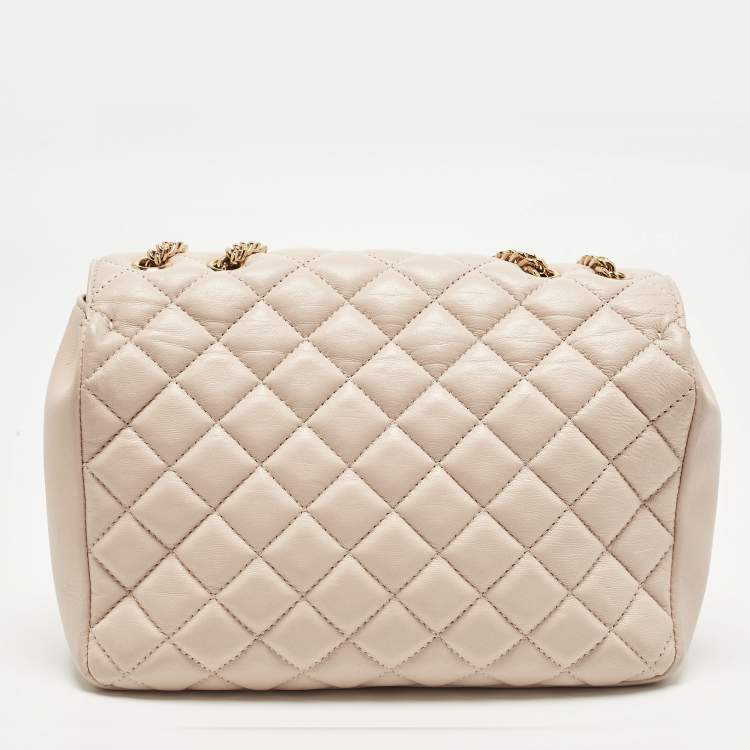 Pre Owned Versace La Medusa Pink Quilted Leather Shoulder Bag