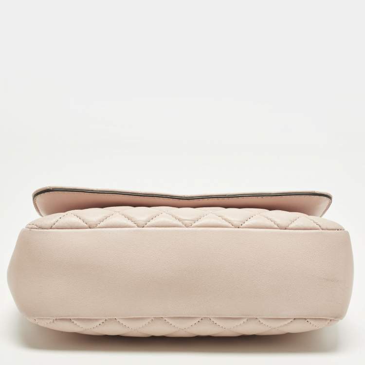 Pre Owned Versace La Medusa Pink Quilted Leather Shoulder Bag