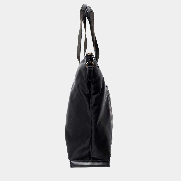 Pre Owned Versace Black Nylon La Medusa Tote Bag With Strap