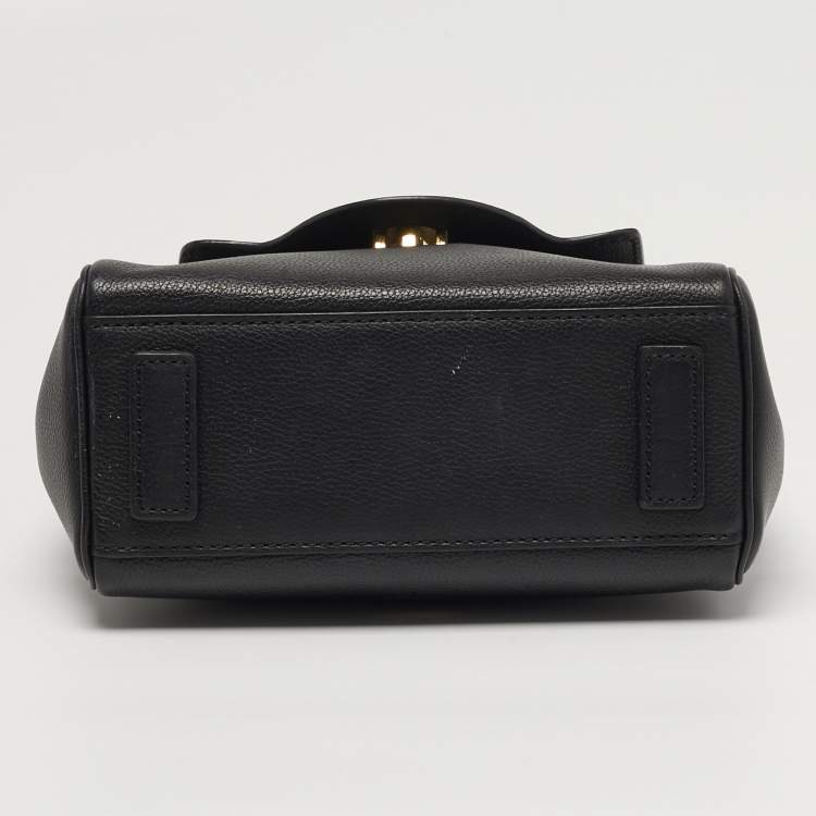 Pre Owned Versace La Medusa Black Leather Top Handle Bag