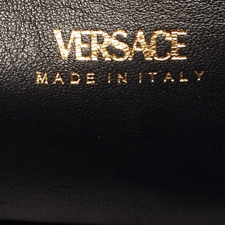 Pre Owned Versace La Medusa Black Leather Top Handle Bag