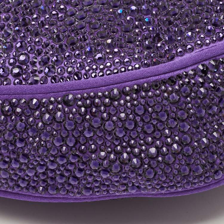 مملوكة مسبقًا حقيبة هوبو صغيرة فيرساتشي مرصعة بالكريستال ستان بنفسجي