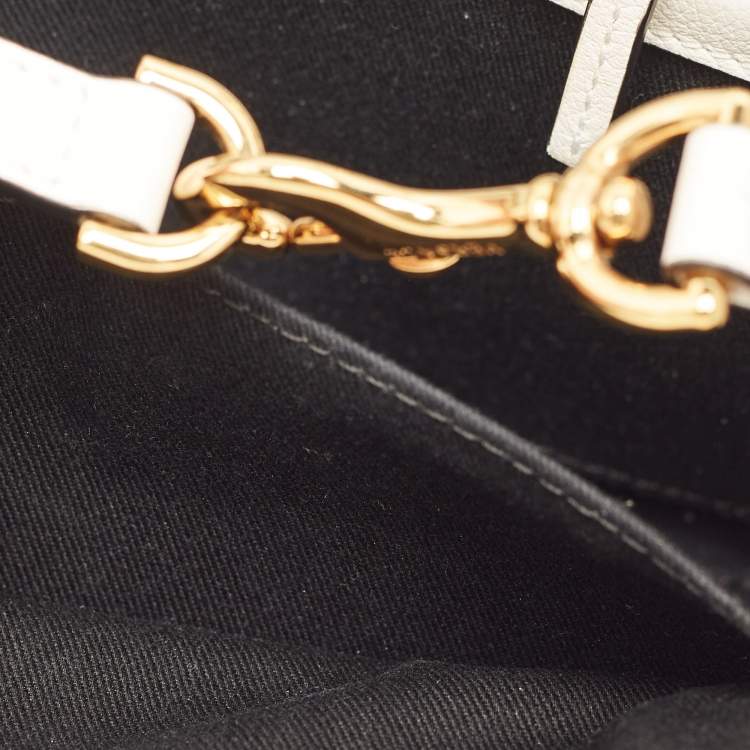 Pre Owned Versace La Medusa Chain White Leather Tote